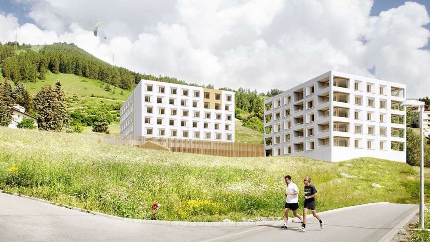 Quist model muossa co cha’l proget «Rachögna» a Scuol as dess preschantar (Illustraziun: Architects Fanzun SA).