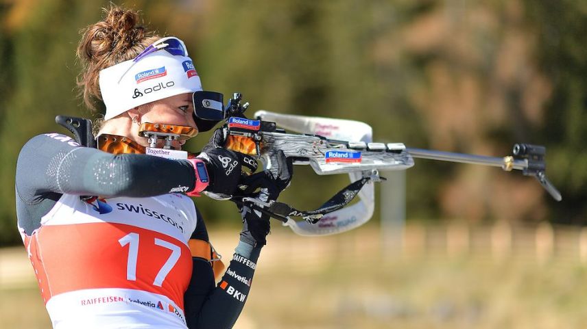 Selina Gasparin ist die vierte im Bunde bei der Biathlon-WM in Östersund. Foto: swiss-ski