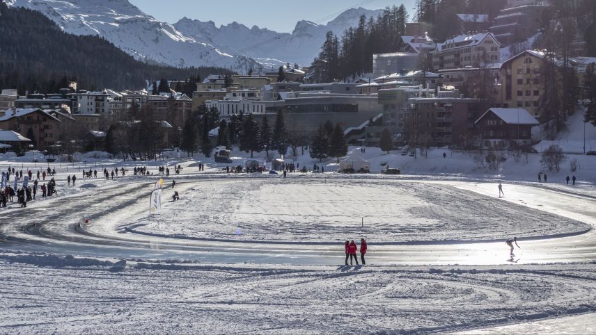 Neue olympische Disziplin: Eisschnelllauf auf dem St. Moritzersee
