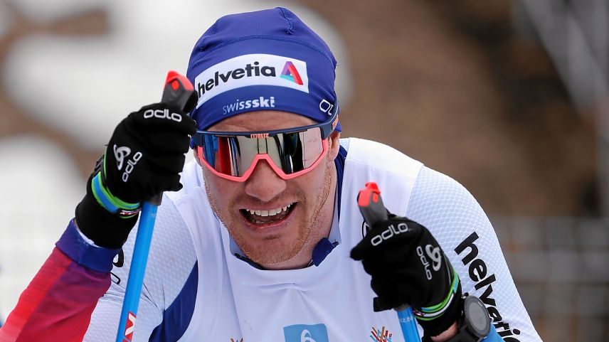 Dario Cologna freut sich über seinen vierten Sieg am Engadin Skimarathon. 	Foto: www.swiss-image.ch