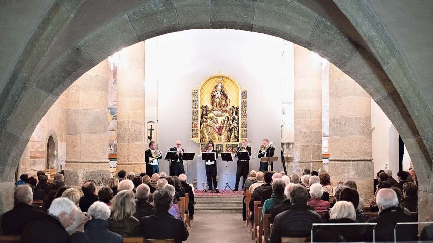 Das Blechbläserquintet des Tonhalle-Orchsters Zürich sorgte für die musikalische Umrahmung des Klosterjubiläums. Foto: Mayk Wendt