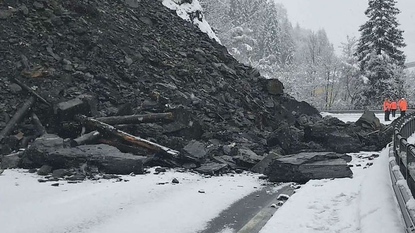 Erdrutsch zwischen Ardez und Scuol: Foto: Tiefbauamt Graubünden
