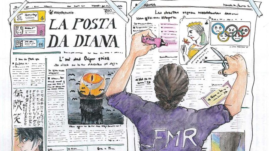La Fundaziun Medias Rumantschas es eir respunsabla per impaginar per exaimpel La Quotidiana (caricatura: FMR).