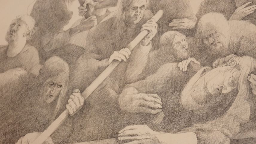 Ausschnitt einer Zeichnung von Bruno Ritter in der Ciäsa Granda. von Bruno Ritter zu sehen. 