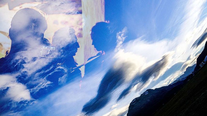 Szene aus den Dreharbeiten zur filmischen Vergangenheitsbewältigung «Suot tschêl blau – Unter blauem Himmel» von Ivo Zen. Fotos/Montage: Jon Duschletta