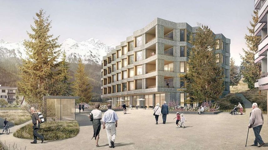 Visualisierung Pflegeheim Du Lac St. Moritz: Bob Gysin + Partner AG, Zürich, Mierta & Kurt Lazzarini Architekten AG, Samedan
