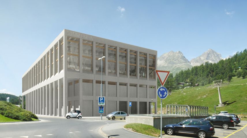 So könnte die neue Talstation der Signalbahn aussehen. Modellbild: Engadin St. Moritz Mountains AG
