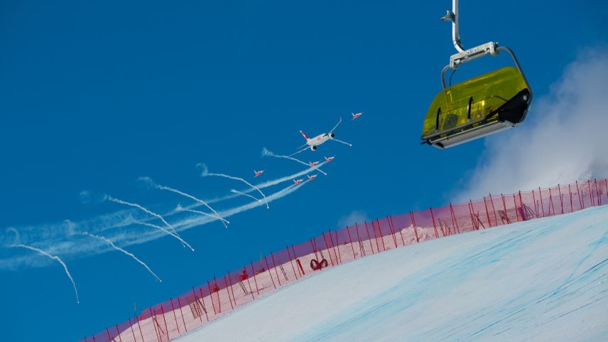 Flugshow an der Ski WM 2017 in St.Moritz.    Foto: fotoswiss.com/Giancarlo Cattaneo