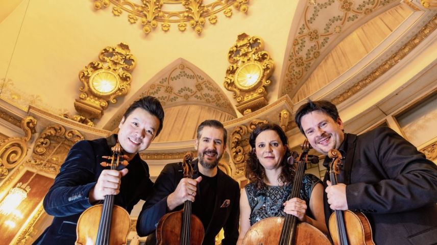 Maja Weber und die Mitmusiker des Stradivari Quartetts. Foto: z. Vfg