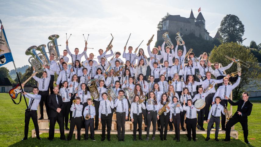 Las musicas da giuvenils unidas da l’Engiadina vaivan tut part fingià dal 2019 insembel a la Festa da musica federala a Burgdorf (fotografia: mad).