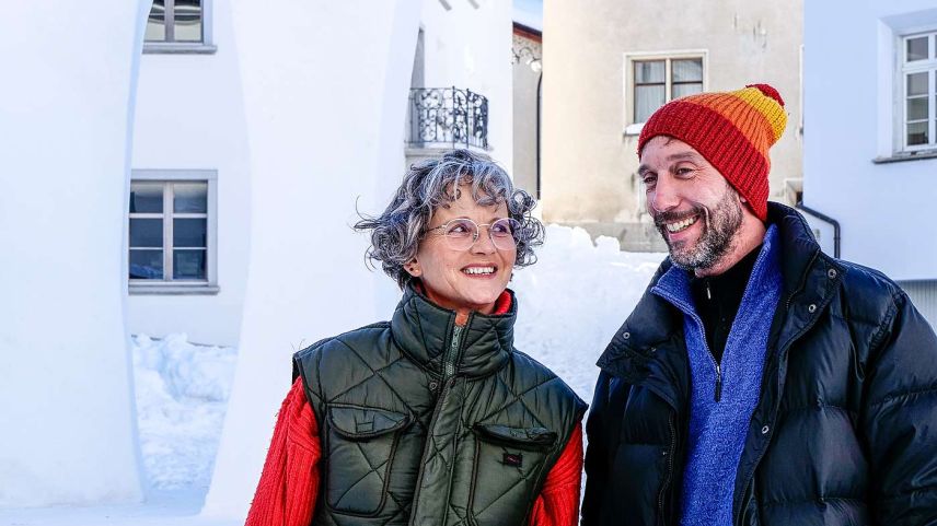 Manuela Dorsa Crameri und Lorenzo Polin auf der Samedner Schneebühne Impuls 3.0. Fotos: Jon Duschletta