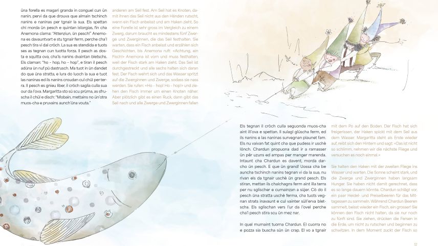 Die Zwerge erleben viele Abenteuer in der Natur. Illustration: Gammeter Media SA