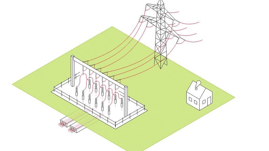 Um eine 380-kV-Leitung unter Boden zu legen, braucht es bei jedem Übergang von Luft zu Erde oder Erde zu Luft ein solches Übergangsbauwerk. Grafik: Swissgrid