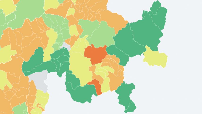 Die interaktive Karte der ElCom gibt eine detaillierte Übersicht über die Stromtarife samt Hintergrundinformationen und ermöglicht individuelle Vergleiche in 15 Verbrauchskategorien, beispielsweise nach Kantonen oder Gemeinden. Grafik: ElCom