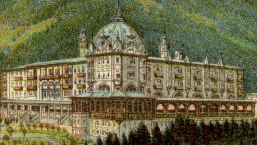 Farbige Lithografie Hotel Waldhaus Vulpera. Foto: www.waldhaus-vulpera.org