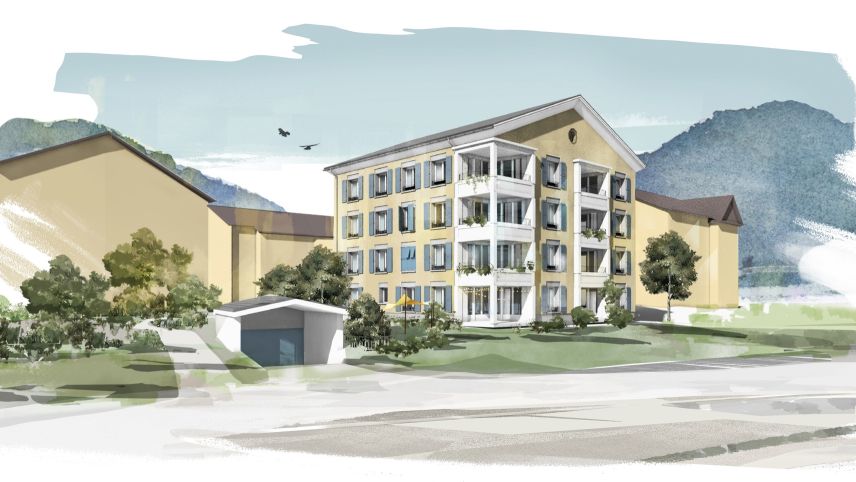 So könnten die Wohnhäuser in den Gebieten Promulins und Cristansains aussehen. Die Kirchgemeinde Oberengadin, Refurmo, gibt das Land der Mietergenossenschaft Insembel im Baurecht ab. Visualisierungen: Cornelia Gann