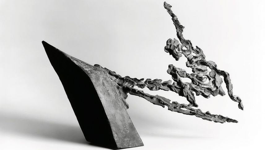 Giuliano Pedrettis 1993 entstandene, 43 Zentimeter hohe Bronzeskulptur «Der Seiltänzer über dem Abgrund». Foto: Fundaziun Crasta