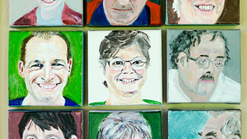 Tina Simonett hat zum Thema Menschen gleich ihre Kolleginnen und Kollegen des Malclubs porträtiert. Foto: Jon Duschletta 