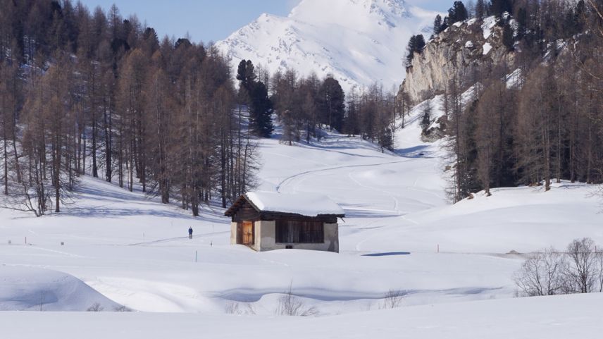 Maiensässe, Ställe oder Scheunen sind – im Bestand wie auch im Zerfall – immer auch landschaftsprägende Elemente. Foto: Jon Duschletta