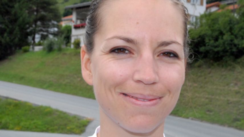 Myriam Bolt ist Direktionsassistentin in einem Biker-Hotel in St. Moritz und fährt die 66 Kilometer lange Livignasco-Strecke für das EP-Team.	