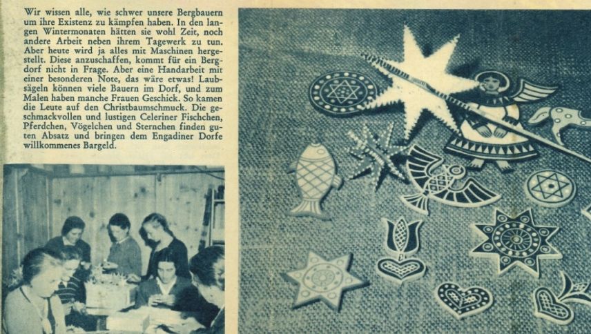 Zeitungsartikel aus den Vierzigerjahren zum Engadiner Christbaumschmuck. Foto: Kulturarchiv Oberengadin