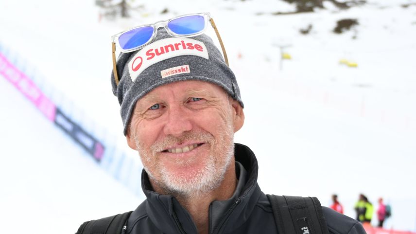 Weltmeister-Trainer Michel Roth am ersten Trainingstag im Skigebiet Corviglia. Foto: Reto Stifel