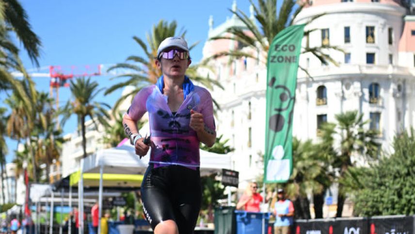 Jenni Paglia auf der Laufstrecke in Nizza. Foto: Finisherpix