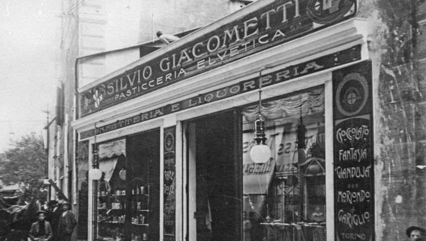 Pasticceria Elvetica Muller & Giacometti in San Pier d‘Arena in Italien um 1910. Foto: Archivio Storico di Bregaglia