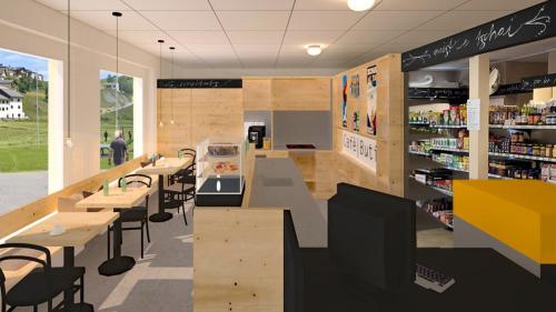 La Butia Tarasp dess gnir cumplettada a l’intern cun ün cafè (fotografia: mad).