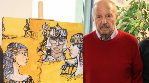 Rudolf Mirer, Ende November 2024, mit dem Plakat Opera Viva 2025. Foto: Dani Ammann