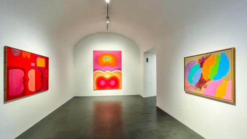 Diese drei Werke bilden 48 Jahre künstlerisches Schaffen zwischen 1967 (links) und 2015 (rechts) von Ilona Keserü ab. Fotos: Jon Duschletta