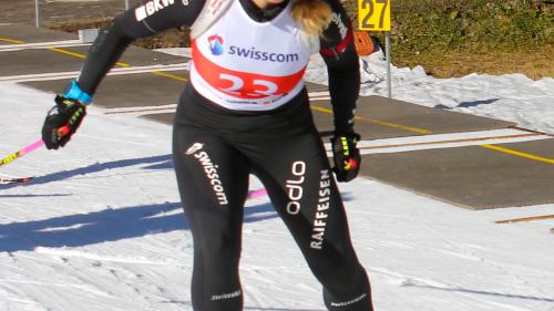 Irene Cadurisch, nach Verletzung zurück im Biathlon-Training. Foto: Stephan Kiener