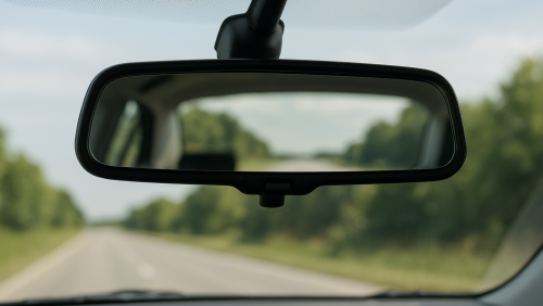 Der Blick in den Rückspiegel. Ein wichtiges Element beim Autofahren. Foto: ChatGpt