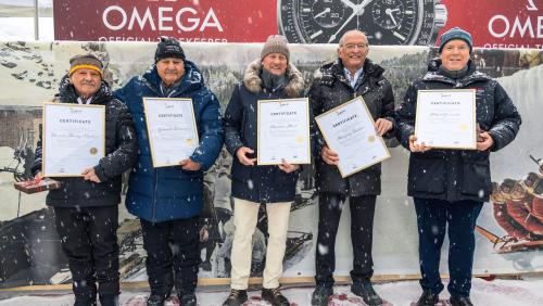 Auf dem Foto sind von links zu sehen: Thomy Caplazi, Giancarlo Torriani, Christian Meili, Hansjörg Trachsel und Prinz Albert von Monaco. 			Foto: Filippo Gianni