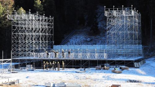 Der Aufbau der Big Air-Anlage im vergangenen Herbst. Foto: Fadrina Hofmann