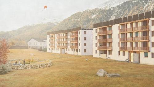 Das Wohnbauprojekt «Palü» der Bürgergemeinde Samedan soll ab dem kommenden Frühjahr umgesetzt werden. Im Gebiet Promulins werden etappiert 70 Wohnungen für Einheimische entstehen. Visualisierung: z.Vfg / Bürgergemeinde Samedan